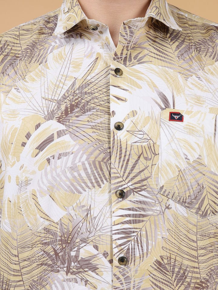 Beige Leaf Print